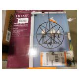 (2) Home Decorators Collection Sarolta Sands 5-Light Black Chandelier Light Fixture with Caged Globe Metal Shade