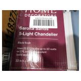 (2) Home Decorators Collection Sarolta Sands 5-Light Black Chandelier Light Fixture with Caged Globe Metal Shade