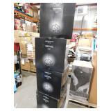 (4) Home Decorators Collection Sarolta Sands 5-Light Black Chandelier Light Fixture with Caged Globe Metal Shade