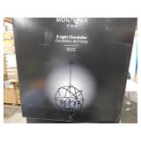 (4) Home Decorators Collection Sarolta Sands 5-Light Black Chandelier Light Fixture with Caged Globe Metal Shade