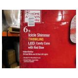 Home Accents Holiday 6 ft. Icicle Shimmer Twinkling LED Candy Cane with Red Bow Holiday Yard Decoration Y16