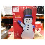 Gemmy 9-FT Giant-Sized LED Snowman in Top Hat & Blue Scarf Christmas Inflatable