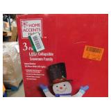3-Piece Yuletide Lane LED Collapsible Snowman Family Holiday Yard Decoration