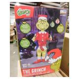Gemmy 3D Holiday Lighted Tinsel Sculpture The Grinch w/Stockings 4ft. Dr. Seuss, Multicolored