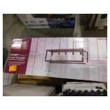 Hampton Bay Boswell Quarter 34 in. 5-Light Brushed Nickel Farmhouse Linear Chandelier with Weathered Wood Accents