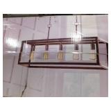 Hampton Bay Boswell Quarter 34 in. 5-Light Brushed Nickel Farmhouse Linear Chandelier with Weathered Wood Accents