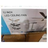 52 in. Indoor Farmhouse Downrod Flush Mount Black Ceiling Fan with LED Light Kit and 6 Speed DC Motor