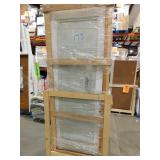 36in. x 96in. Exterior Door Slab, Full Glass with Blinds.