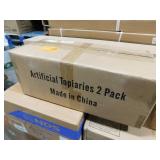 poetree 2 ft. Artificial Boxwood Topiary Ball Tree Fall Decor in Pot- 2-Pack