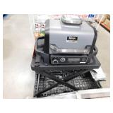 NINJA Woodfire Outdoor Grill & Smoker, 7-in-1 Master Grill, BBQ Smoker and Air Fryer for Backyard and Camping in Gray with stand