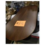 Dovelina Haiden Modern Oval Oak Wood Top Walnut 79 in. Double Pedestal Base Dining Table Seats 8