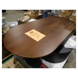Dovelina Haiden Modern Oval Oak Wood Top Walnut 79 in. Double Pedestal Base Dining Table Seats 8