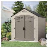 Suncast Vista 7 ft. W x 7 ft. D Plastic Resin Storage Shed with Floor (50 sq. ft.) in Colonnade (Beige)