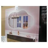 Apmir 24 in. W x 36 in. H Irregular Frameless LED Lighted Anti-Fog Tempered Glass Asymmetrical Wall Bathroom Vanity Mirror