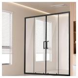 VEVOR Semi-frameless Shower Door, 57.8-59 W x 70 H in, Double Sliding Glass Door with 1/4 in(6mm) Clear Tempered Glass, Waterproof Shatterproof Stainproof with Stainless Steel Hardware, Matte Black