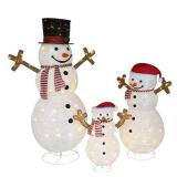 VEIKOUS 4 ft. Snowman Family Outdoor Christmas Holiday Yard Decoration Warm White LED(3-Piece)