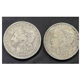 Pair of 1921 Mogan Silver Dollars