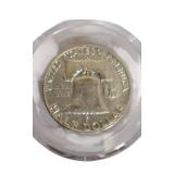 1950 D Ben Franklin Half Dollar Coin in PCGS Holder