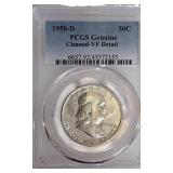 1950 D Ben Franklin Half Dollar Coin in PCGS Holder