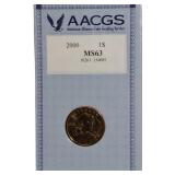 2000 P Uncirculated Sacagawea Dollar - Very Nice Graded Coin.