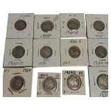 Old Buffalo Nickels from various years, in excellent condition, including some rare years and mint marks.