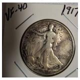 1917 Liberty Half Dollar, graded VF-40.