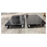 (2) black Uline Heavy Duty floor dolly. Both 40” L x 24” W