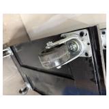 (2) black Uline Heavy Duty floor dolly. Both 40” L x 24” W