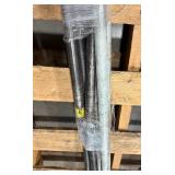 Pipe bars, various lengths with orange pipe clamps that have swing handles