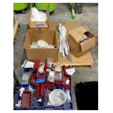 (2) pallets of hardware, foam backer rods, metal stiffener bars, and Novacel support brackets and more