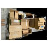 Pallet of Hardware: Door Stop Wall Mounts, Routing eye bolts, corner braces, Hafele Panel Connectors