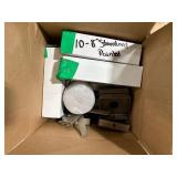 Pallet of Hardware: Door Stop Wall Mounts, Routing eye bolts, corner braces, Hafele Panel Connectors