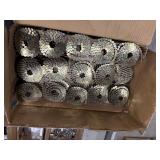 Utility Cart with slanted plastic bins holding hardware, box of coiled nails, and other items.