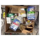 ULine Utility Cart with slanted plastic bins holding hardware and other items.