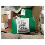 ULine Utility Cart with slanted plastic bins holding hardware and other items.