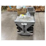 ULine Utility Cart with slanted plastic bins holding hardware and other items.