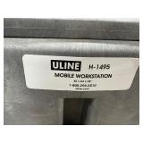 ULine Utility Cart with slanted plastic bins holding hardware and other items.