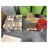 (2) pallets of hardware including cabinet hinge components, shaft collars and more