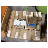 (2) pallets of hardware including cabinet hinge components, shaft collars and more