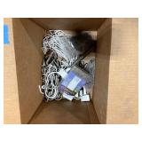 Pallet of spray paint, WD40, compressor oil, metal tape hardware, electrical box and fasteners