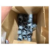 Pallet of spray paint, WD40, compressor oil, metal tape hardware, electrical box and fasteners