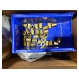 Pallet of spray paint, WD40, compressor oil, metal tape hardware, electrical box and fasteners