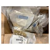 Pallet of spray paint, WD40, compressor oil, metal tape hardware, electrical box and fasteners