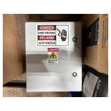 Pallet of spray paint, WD40, compressor oil, metal tape hardware, electrical box and fasteners