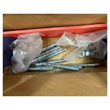 Pallet of spray paint, WD40, compressor oil, metal tape hardware, electrical box and fasteners