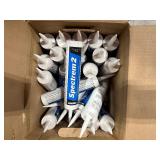 Pallet of: Caulk, Adhesive, PVC cement, Sealant, Primer, Paint rollers