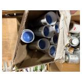 Pallet of: Caulk, Adhesive, PVC cement, Sealant, Primer, Paint rollers