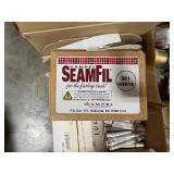 Pallet of: Caulk, Adhesive, PVC cement, Sealant, Primer, Paint rollers