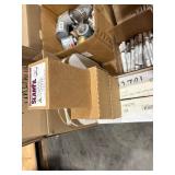 Pallet of: Caulk, Adhesive, PVC cement, Sealant, Primer, Paint rollers