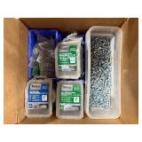 Pallet of Hardware, PVC Couplers, threaded rods, machine screws, and more